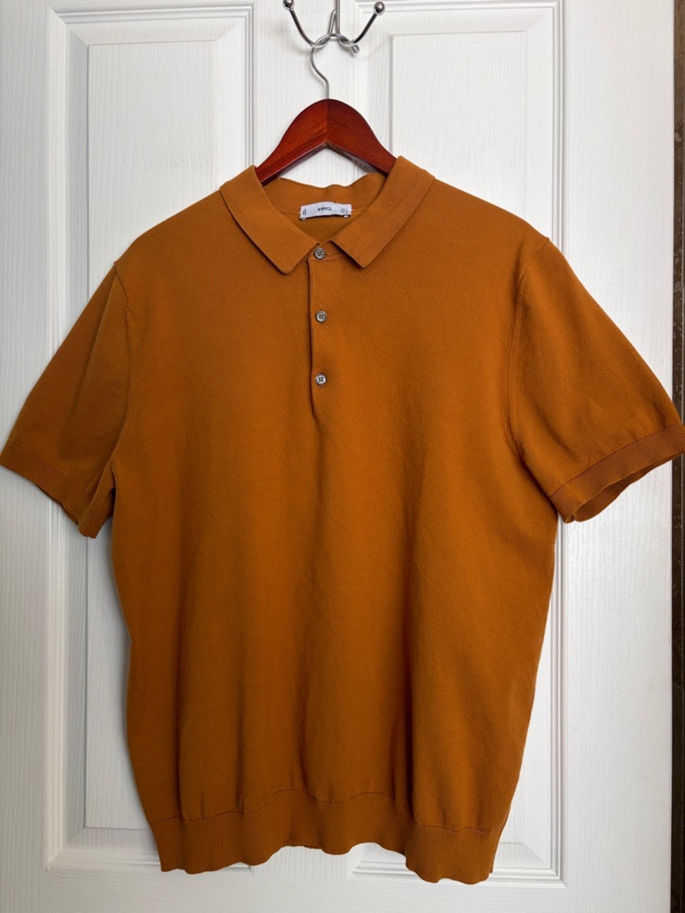 Mango Short Sleeve Polo in Burnt Orange